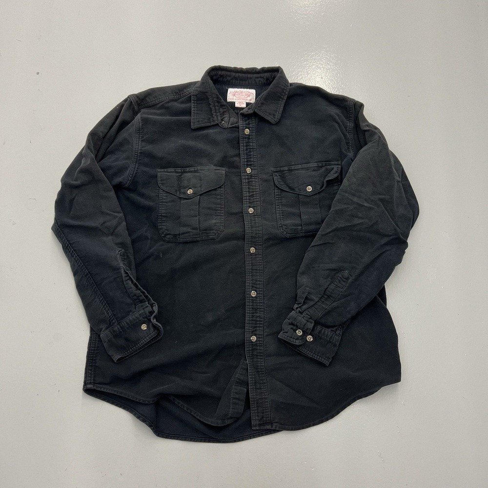 Filson Mens XL Black Moleskin Button Down Work Shirt Heavyweight Long Sleeve